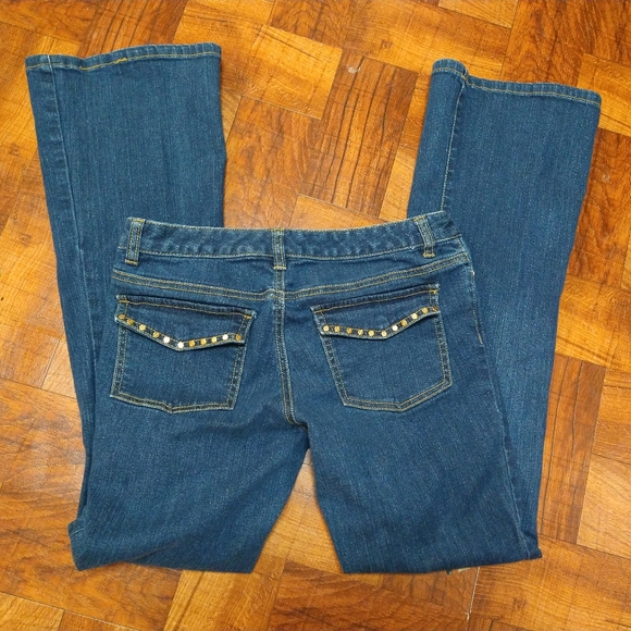 Michael Kors Dark Blue Jeans Flare Embellished Logo Women's Size 4 - Picture 4 of 6